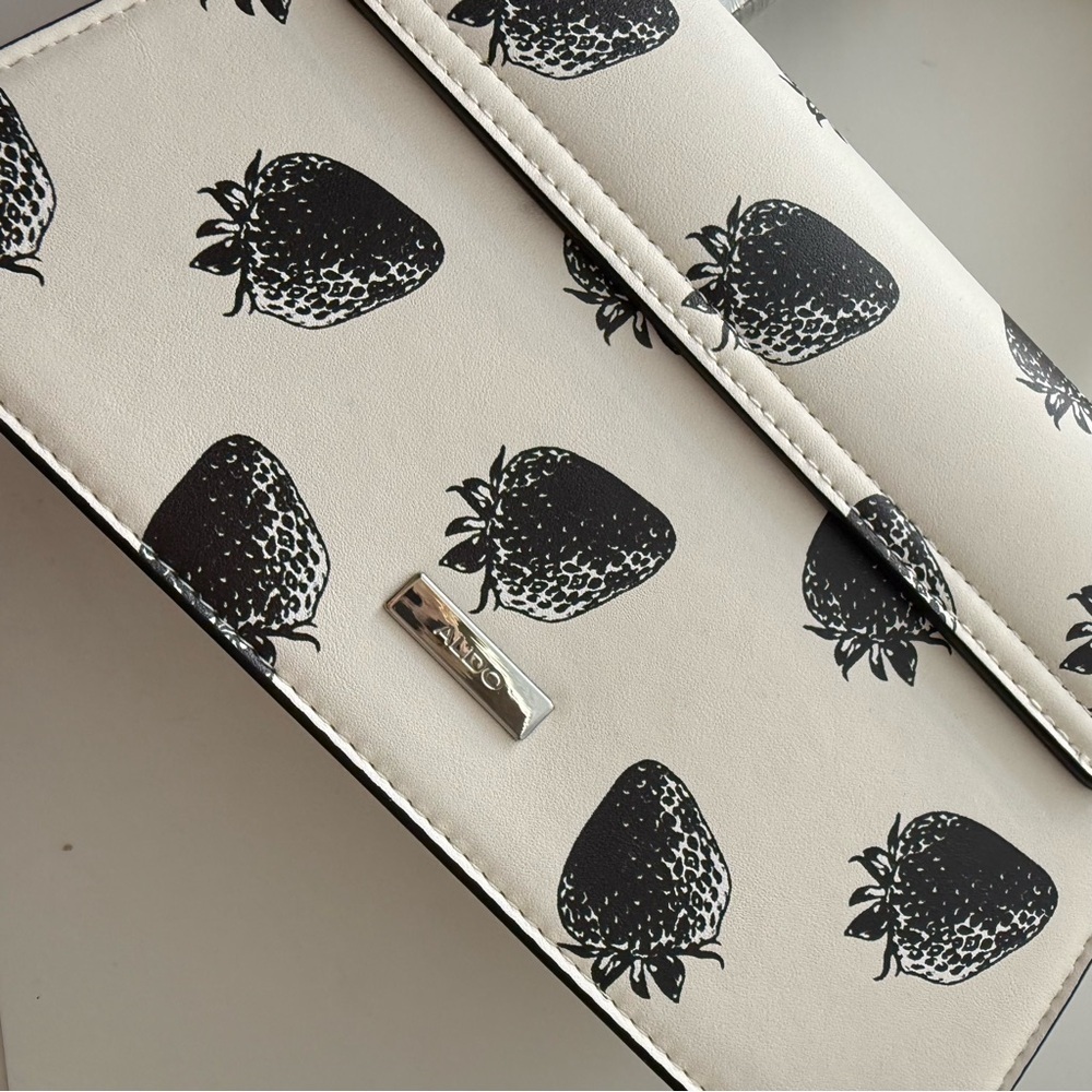 Aldo Strawberry Print Crossbody Purse | Mini Top Handle Novelty Handbag NWT - Picture 5 of 9